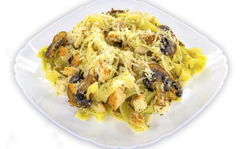 Паста с курицей и грибами