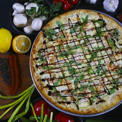 Пицца с креветками