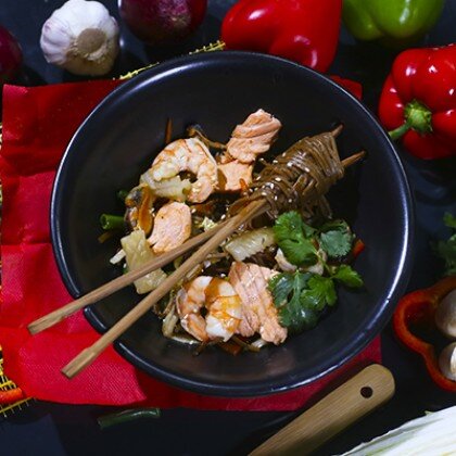 Лапша гречневая с морепродуктами