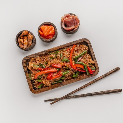 Рис+ овощи+ соус