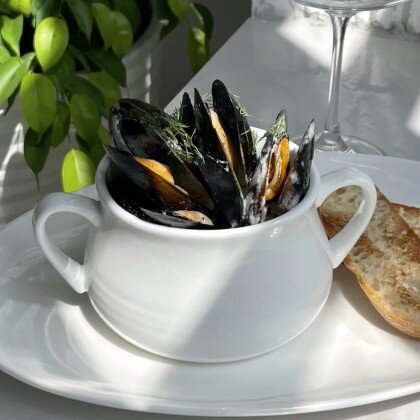 Мидии в сливочном соусе