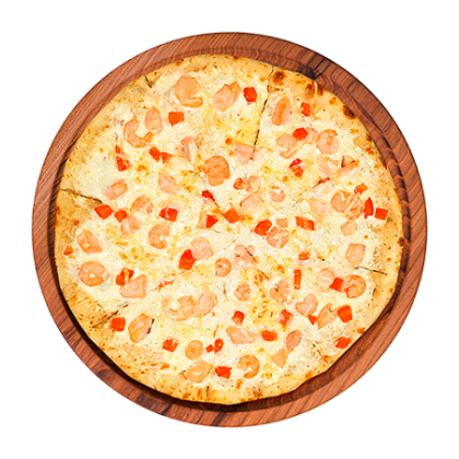 Пицца с лососем и креветками