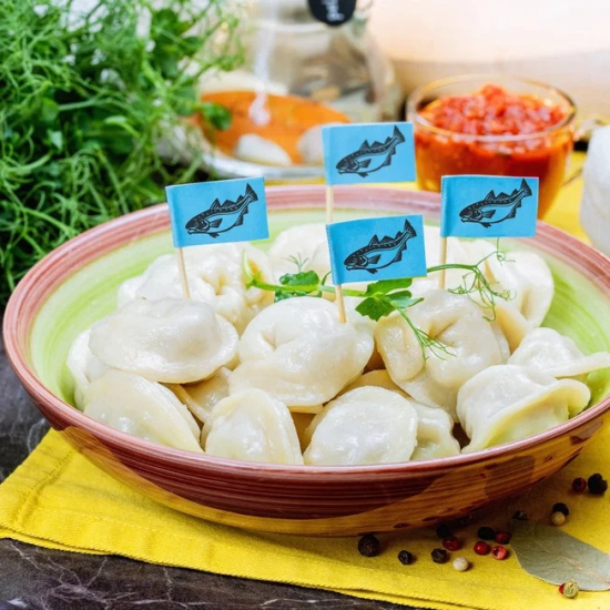 Пельмени рыбные с белой рыбы (треска).