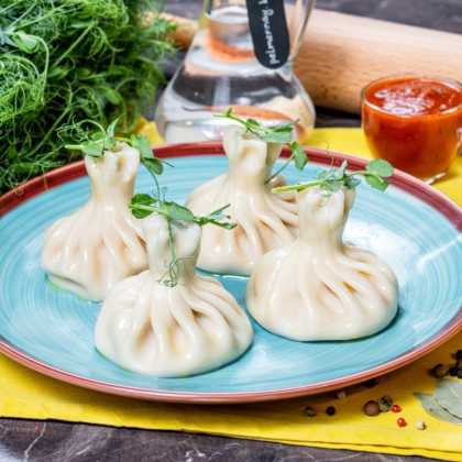 Хинкали с морепродуктами 1 шт