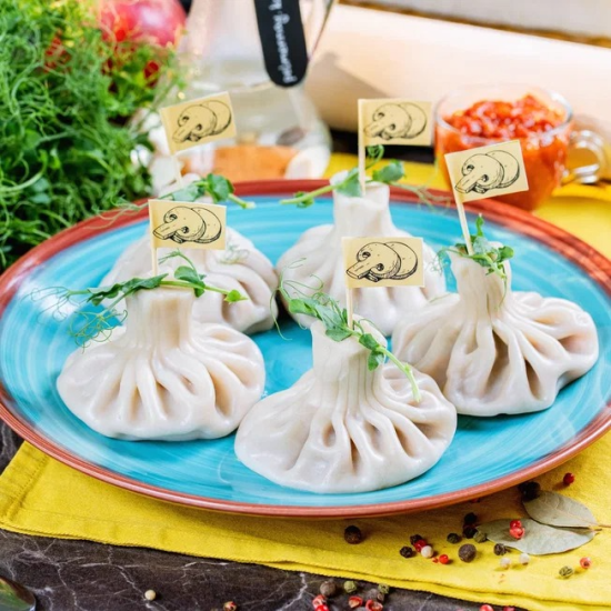 Хинкали с грибами в сливках