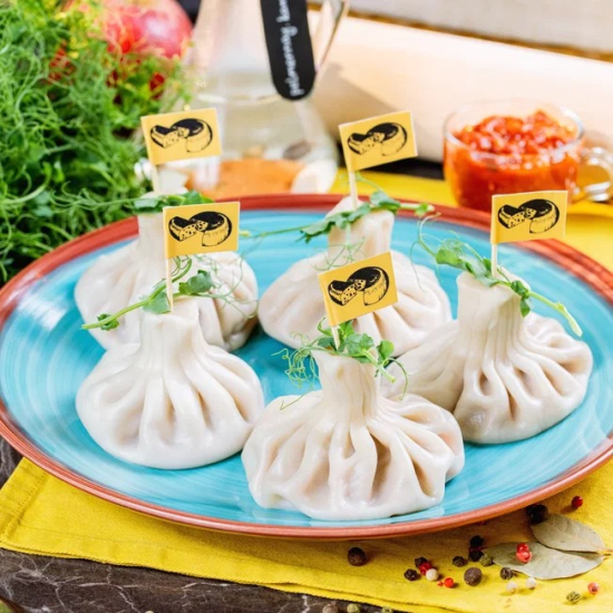 Хинкали с сулугуни и мятой