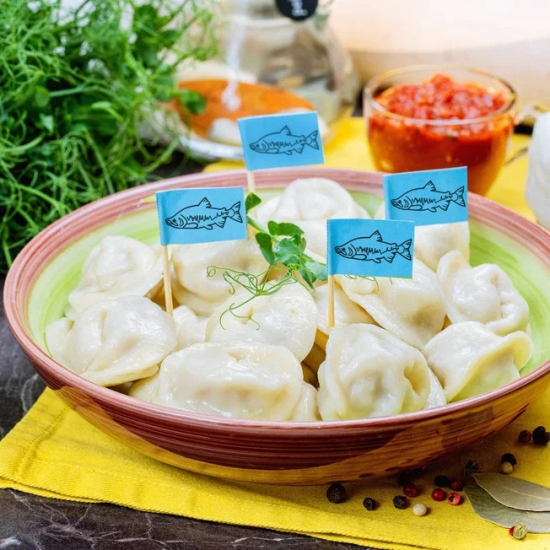 Пельмени из лососевых пород рыб (кета).