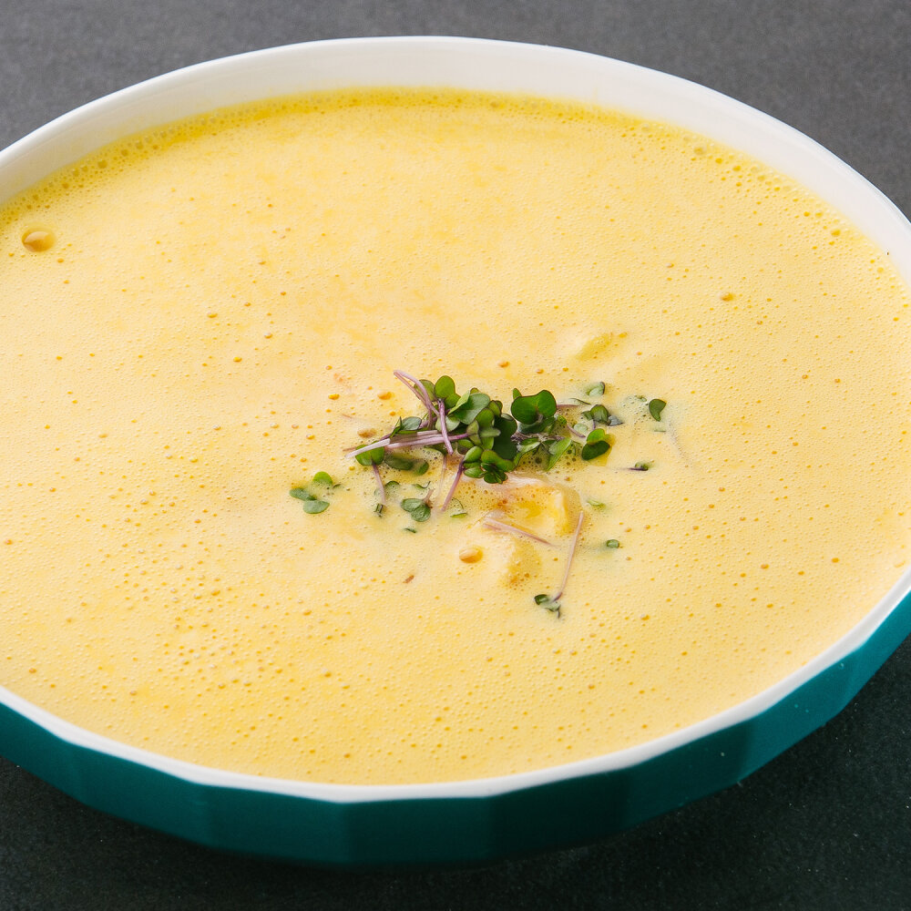 Кукурузный крем-суп с креветкой