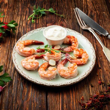 Жареные тигровые креветки