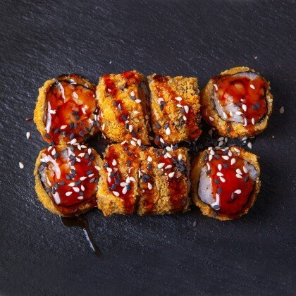 Жареный мак с угрём