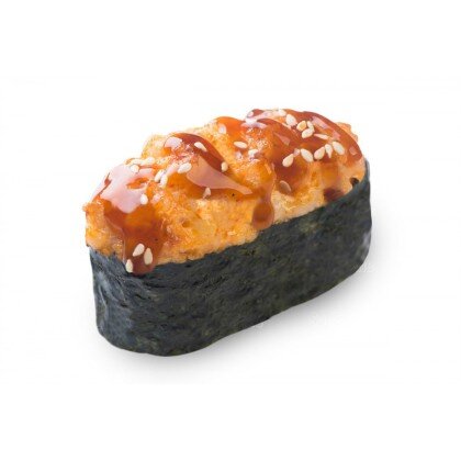 Запеченный гункан с копченым лососем