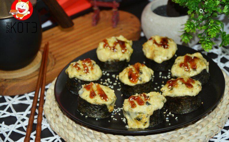 Запеченый гребешок с мидиями