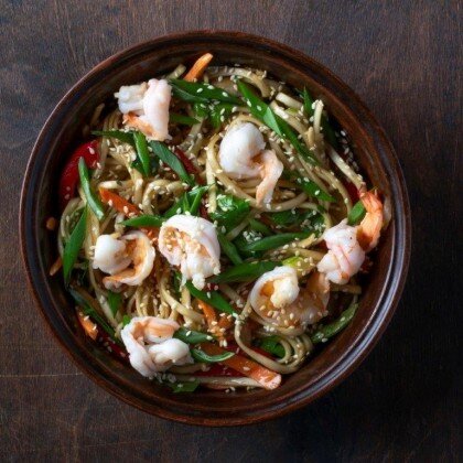 Вок с креветками