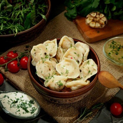 Пельмени "Домашние" с зеленью