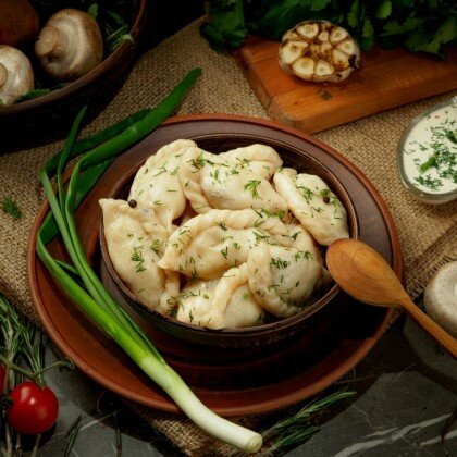 Вареники с картошкой и грибами 220/40 гр