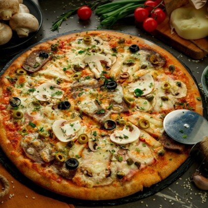 Пицца Барбекю с языком ржаная