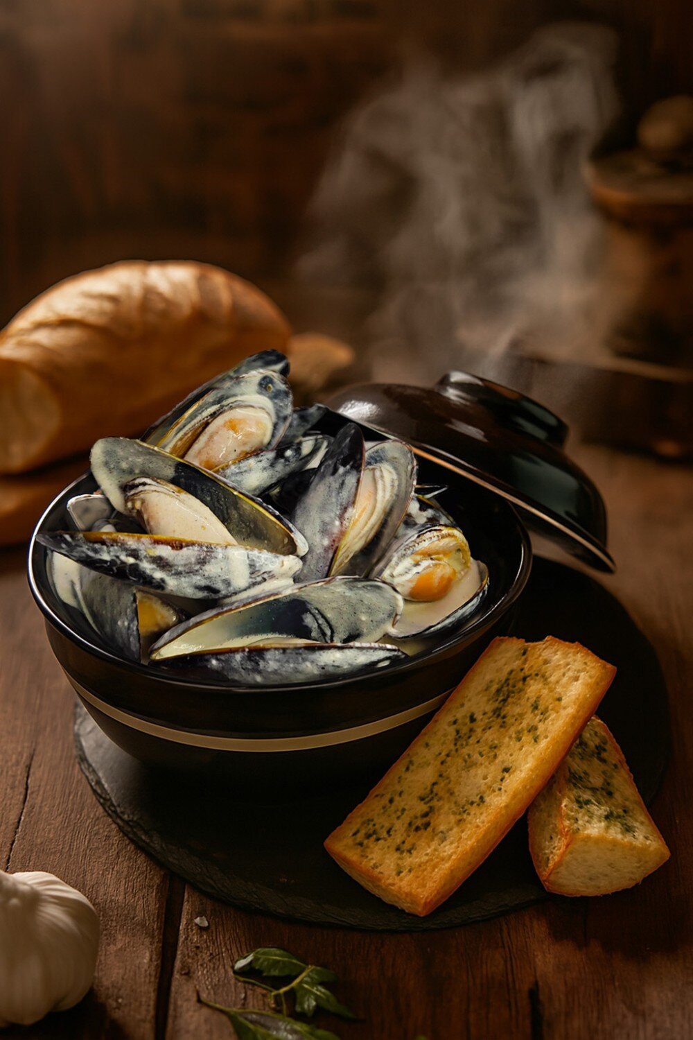 Мидии в сливочном соусе 370/50гр.