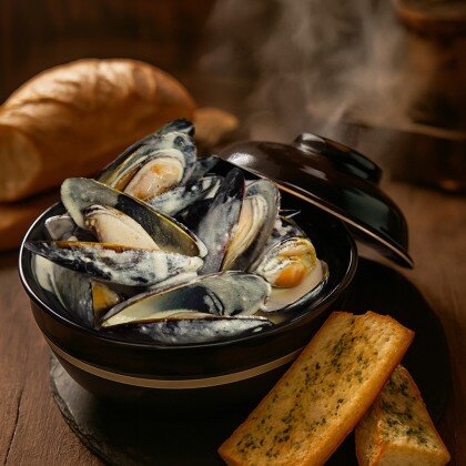 Мидии в сливочном соусе 370/50гр.