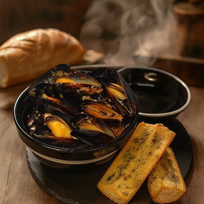 Мидии в имбирном соусе 330/50гр.