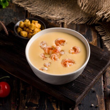 Сырный Крем-Суп с Креветками