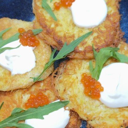 Драники с красной икрой