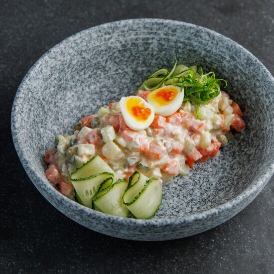 Оливье с лососем