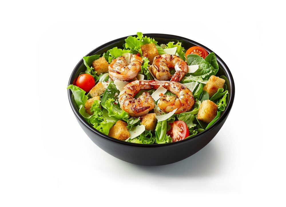 Цезарь с тигровыми креветками