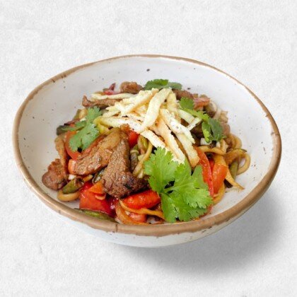 Жареный лагман по-уйгурски с бараниной