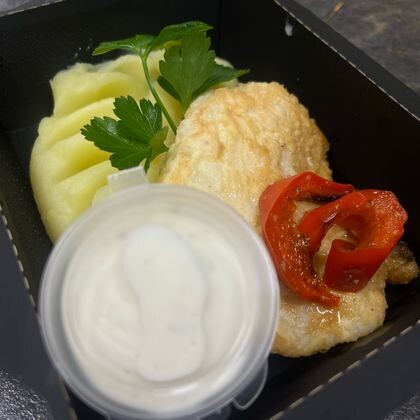 Жареный судак с пюре