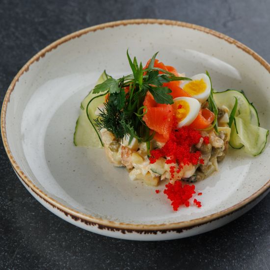 Оливье с морепродуктами