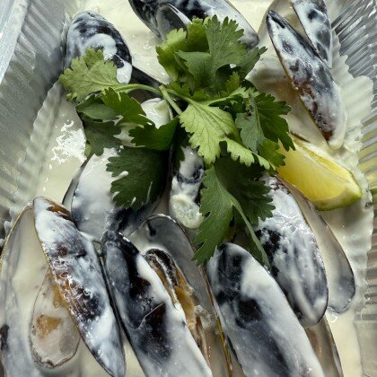 Мидии в сливочно-чесночном соусе