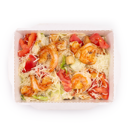 салат Цезарь с тигровой креветкой