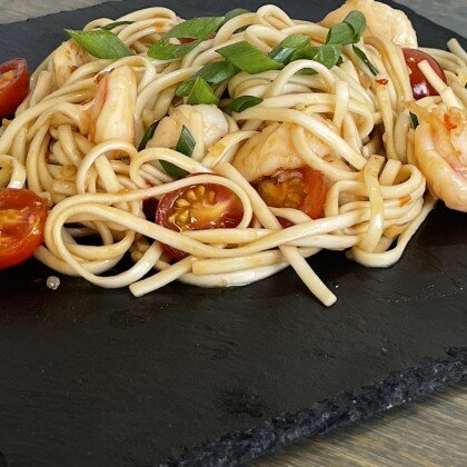 Удон с креветками