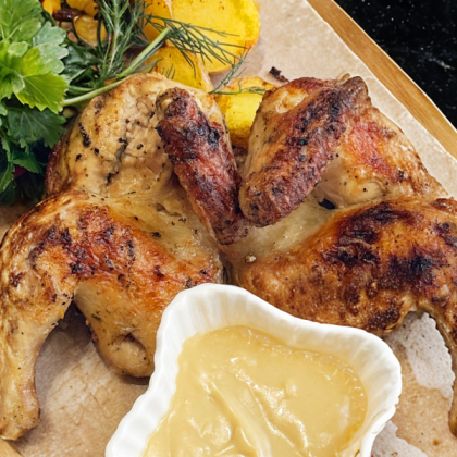 Цыпленок-корнишон на углях