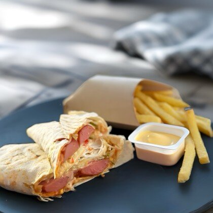 Хот-дог комбо, с двойным хот-догом в лаваше